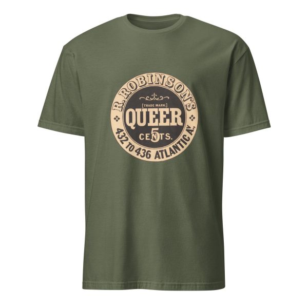 Robinson’s Soda Water T-Shirt – Vintage Queer 5 Cents Soda Logo Design, Cotton Unisex Tee, Retro Style for Beverage Enthusiasts