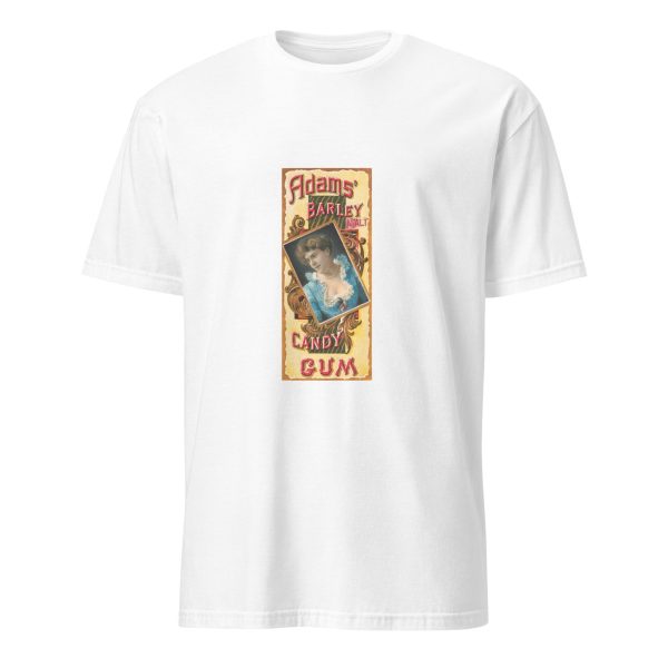 Retro Candy Lover’s T-Shirt – Adams’ Barley Malt Candy Gum Design, Cotton Unisex Tee, Classic Style for Sweets Enthusiasts