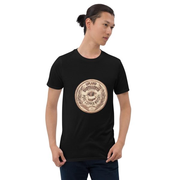 Vintage Distillery Logo T-Shirt – Upland Distillery Pure Copper Whisky Design, Cotton Unisex Tee, Retro Style for Spirits and History Fans