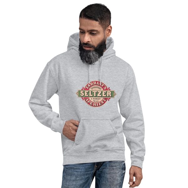 Tarrant’s Effervescent Seltzer Hoodie – Vintage Remedy Logo, Classic Apothecary Design on Cozy Hoodie for Retro Health Enthusiasts