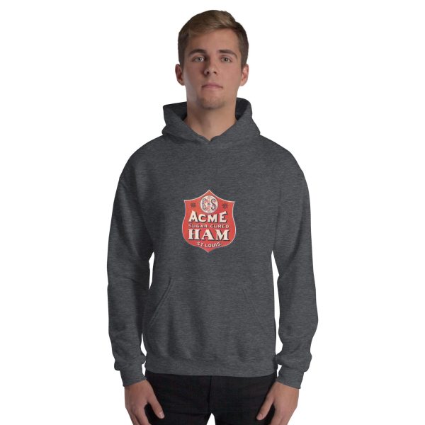 Acme Sugar Cured Ham Hoodie – Vintage St. Louis Meat Brand Logo, Classic Butcher Design on Cozy Unisex Hoodie for Retro Apparel Lovers