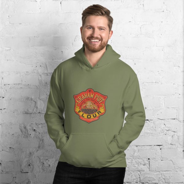 Graham Pure Flour Hoodie – Vintage Bakery Logo, Classic Flour Brand Design on Cozy Hoodie for Baking Lovers and Retro Kitchen Enthusiasts