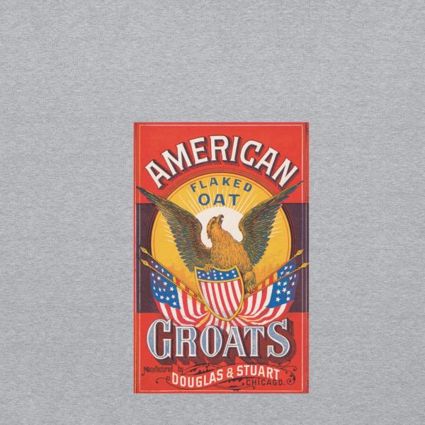 American Groats Hoodie – Classic Oatmeal Brand Logo, Vintage Patriotic Design on Cozy Hoodie for Retro Food Lovers and Heritage Style Fans