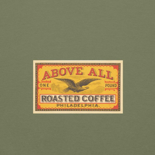 Above All Roasted Coffee Hoodie – Vintage Coffee Logo, Classic One Pound Design on Cozy Hoodie for Retro Coffee Lovers and Nostalgic Style