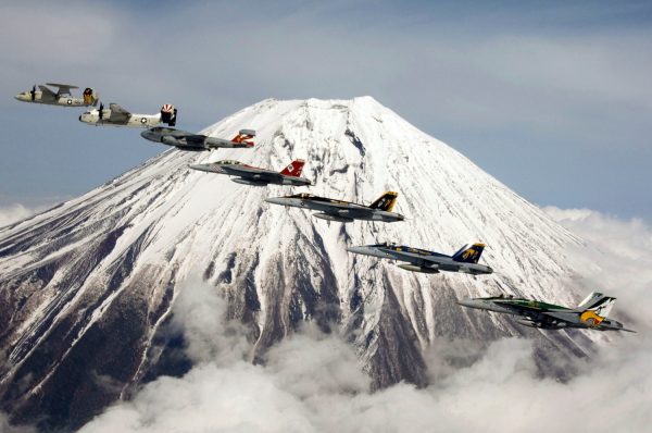 Flight Formation and Mount Fuji - Airplane Photography, Aviation Art, Airplane Art, Airplane Photography, Pilot Gift, Aircraft Photography