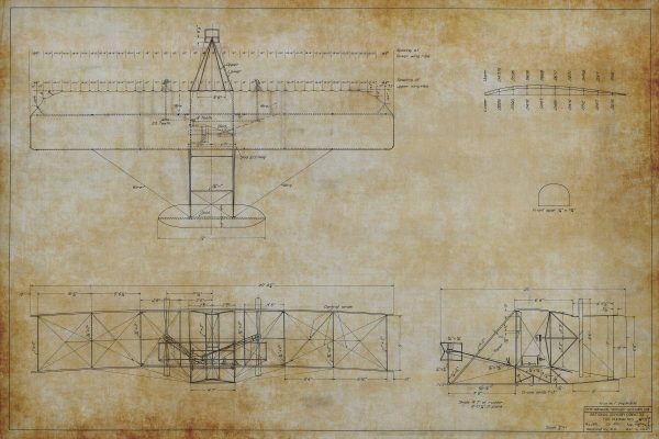 Wright Brother Airplane Original Blueprint Poster - Wright Brother Blueprint, Airplane Blueprint, Vintage Aviation Art, Aviation Print