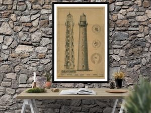 Cape Ann Lighthouse Blueprint – Massachusetts Lighthouse, Lighthouse Print, Maritime Poster, Beach House Decor, Lighthouse Poster