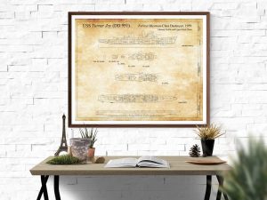 USS Turner Joy Blueprint – Ship Blueprint, Ship Drawing, Navy Destroyers Blueprint, Old Ship Blueprint, Ship Poster, Warship Blueprint