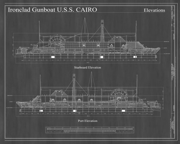 USS Cairo Ironclad Gunboat Blueprint - Ship Blueprint, Ship Drawing, Boat Blueprint, Old Ship Blueprint, Ship Poster, Warship Blueprint