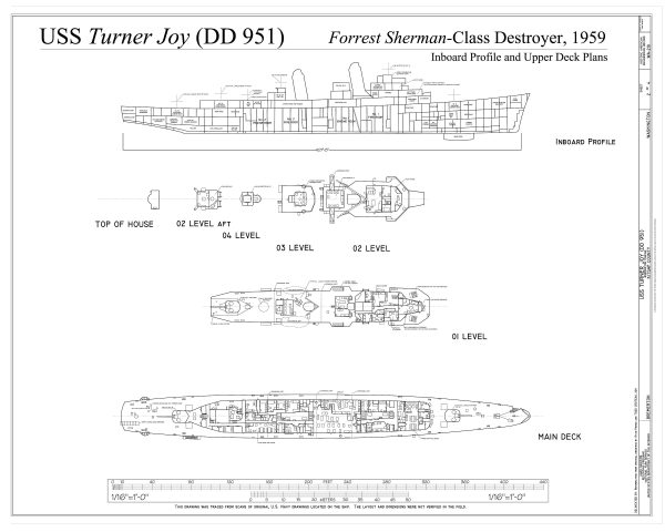 USS Turner Joy Blueprint - Ship Blueprint, Ship Drawing, Navy Destroyers Blueprint, Old Ship Blueprint, Ship Poster, Warship Blueprint