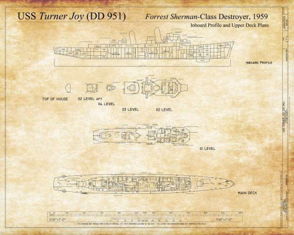 USS Turner Joy Blueprint - Ship Blueprint, Ship Drawing, Navy Destroyers Blueprint, Old Ship Blueprint, Ship Poster, Warship Blueprint