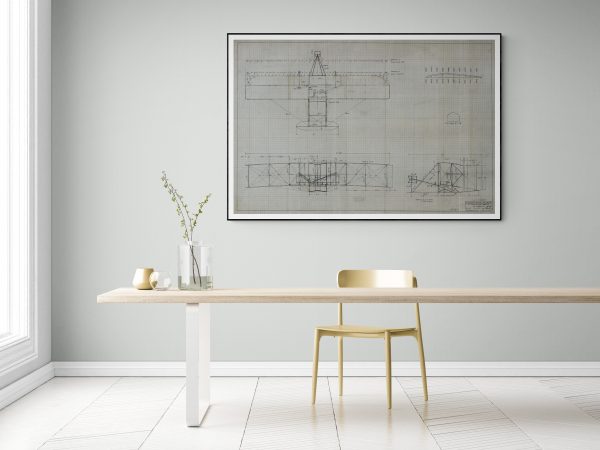 Wright Brother Airplane Original Blueprint Poster - Wright Brother Blueprint, Airplane Blueprint, Vintage Aviation Art, Aviation Print