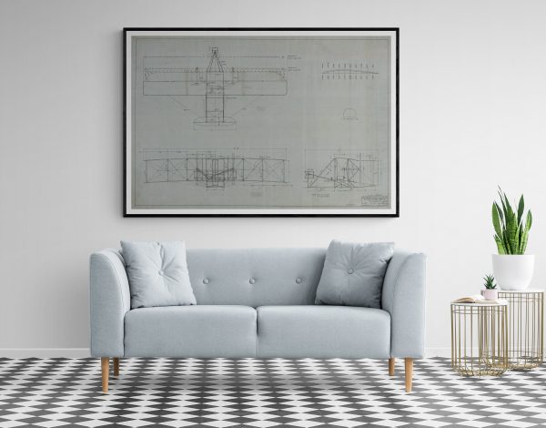 Wright Brother Airplane Original Blueprint Poster - Wright Brother Blueprint, Airplane Blueprint, Vintage Aviation Art, Aviation Print