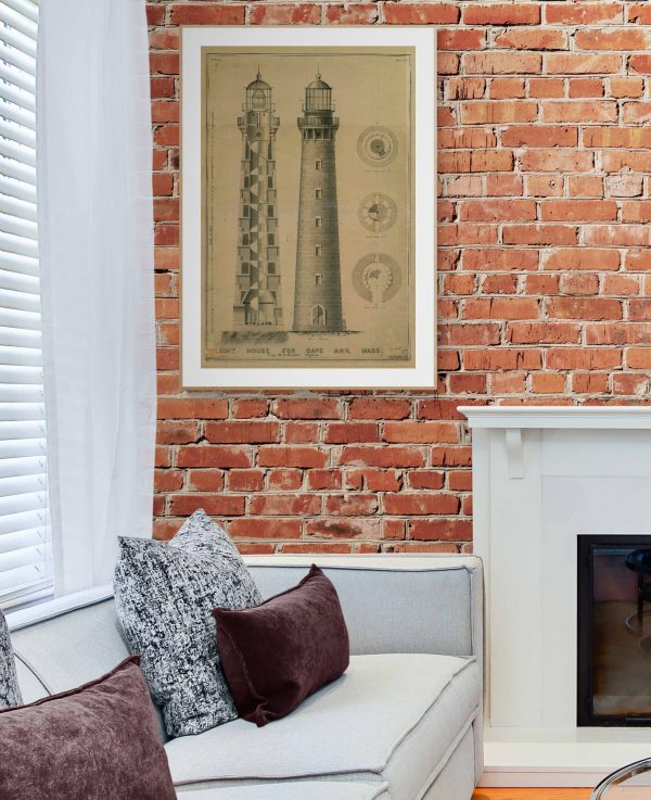 Cape Ann Lighthouse Blueprint - Massachusetts Lighthouse, Lighthouse Print, Maritime Poster, Beach House Decor, Lighthouse Poster