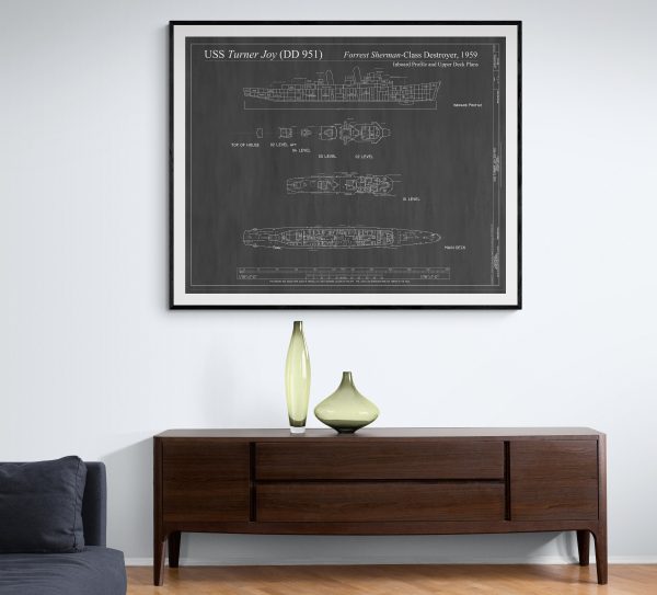 USS Turner Joy Blueprint - Ship Blueprint, Ship Drawing, Navy Destroyers Blueprint, Old Ship Blueprint, Ship Poster, Warship Blueprint