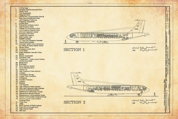 Looking Glass Airborne Command Post Blueprint Poster - Looking Glass Drawing, Air Force Poster, US Air Force Blueprint, EC-135 Aircraft