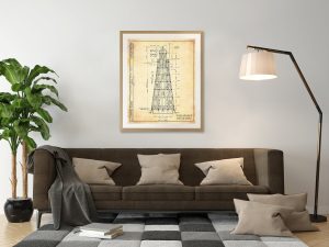 Portland Observatory Section Drawing Blueprint - Portland Maine Observatory, Maritime Signal Tower, Home Décor, Blueprint Décor, Nautical