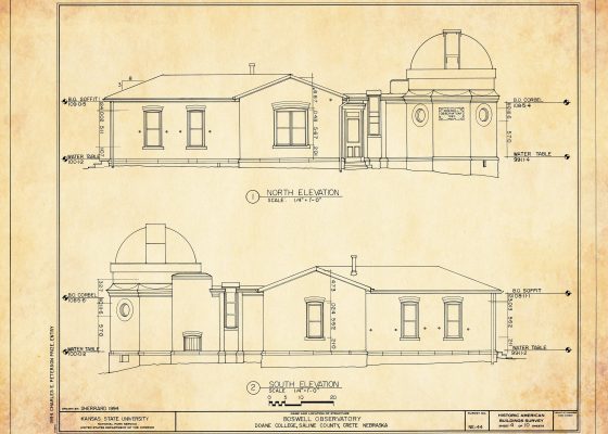 Boswell Observatory Blueprint Drawing - Doane College Observatory, Historic Observatory, Home Décor, Blueprint Décor, Astronomer Gift