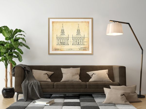 Lawrence County Courthouse Elevation Drawing - Courthouse Poster, Courthouse Drawing, Law Firm Decor, Moulton Courthouse, Alabama Courthouse