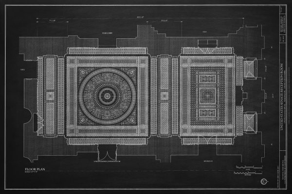 US Senate Reception Room Blueprint Drawing - Capitol Building Blueprint, US Senate Flooring Drawing, Home Décor, Wall Décor, Blueprint Decor