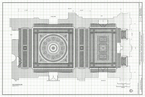 US Senate Reception Room Blueprint Drawing - Capitol Building Blueprint, US Senate Flooring Drawing, Home Décor, Wall Décor, Blueprint Decor