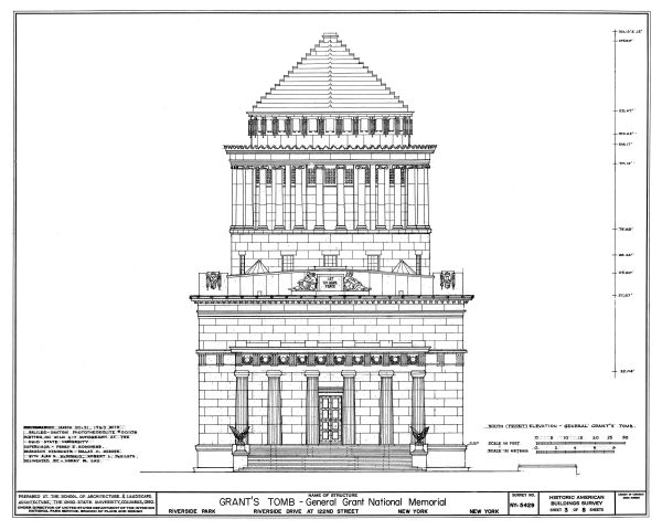 Grant's Tomb Blueprint Drawing - General Grant Memorial Drawing, New York Architecture, President Art, Home Décor, Blueprint Décor