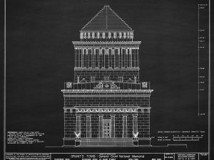 Grant's Tomb Blueprint Drawing – General Grant Memorial Drawing, New York Architecture, President Art, Home Décor, Blueprint Décor