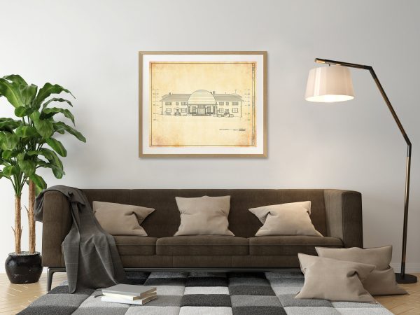 Lowell Observatory Slipher Building Elevation Drawing - Arizona Observatory, Home Décor, Blueprint Décor, Astronomer Gift, Astronomy