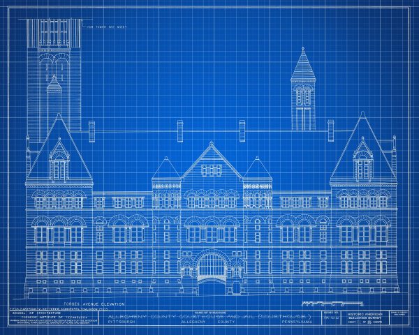 Allegheny County Courthouse and Jail Elevation Drawing - Pennsylvania Courthouse, Law Firm Decor, Lawyer Gift, Pittsburgh Courthouse