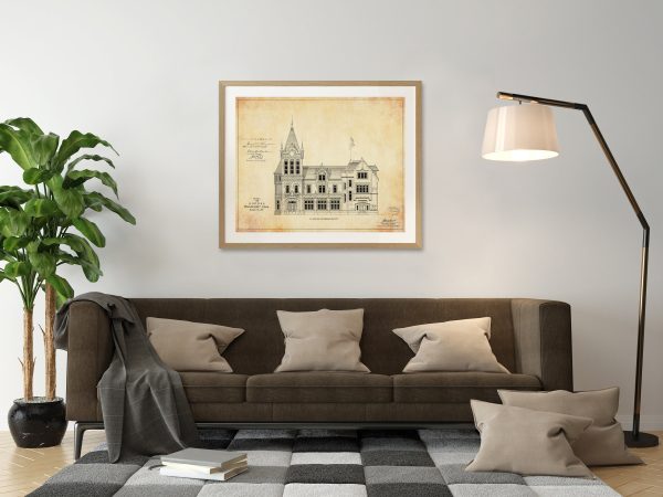 Bridgeport Connecticut Courthouse & Post Office Elevation Drawing - Courthouse Poster Print, Courthouse Drawing, Law Firm Decor, Lawyer Gift