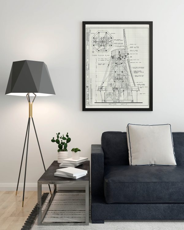 Heideman Mill Cross Section Drawing - Mill Poster, Windmill Drawing, Cabin Decor, Addison Illinois Mill, Historic Building