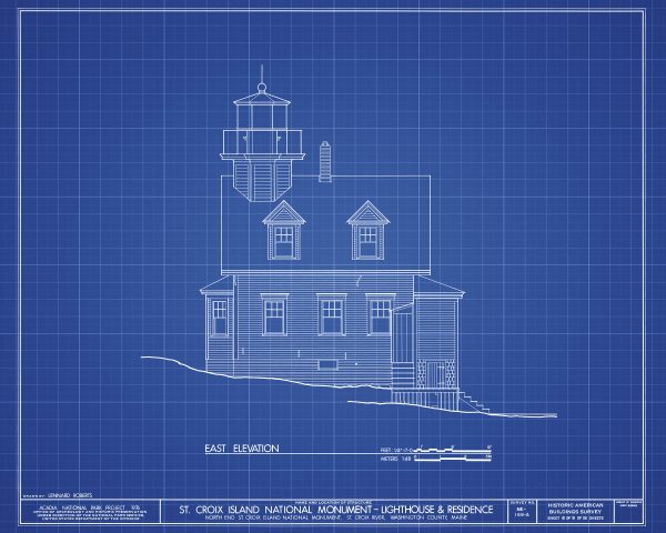 St. Croix Island Lighthouse Blueprint - Maine Lighthouse, Nautical Poster, Beach House Décor, Lighthouse Poster Print,