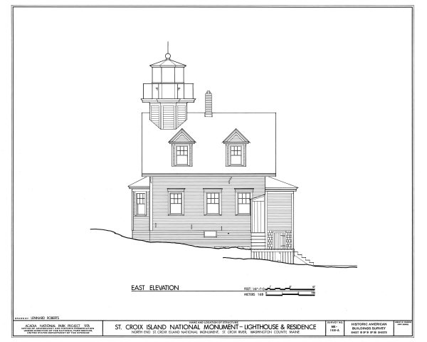 St. Croix Island Lighthouse Blueprint - Maine Lighthouse, Nautical Poster, Beach House Décor, Lighthouse Poster Print,