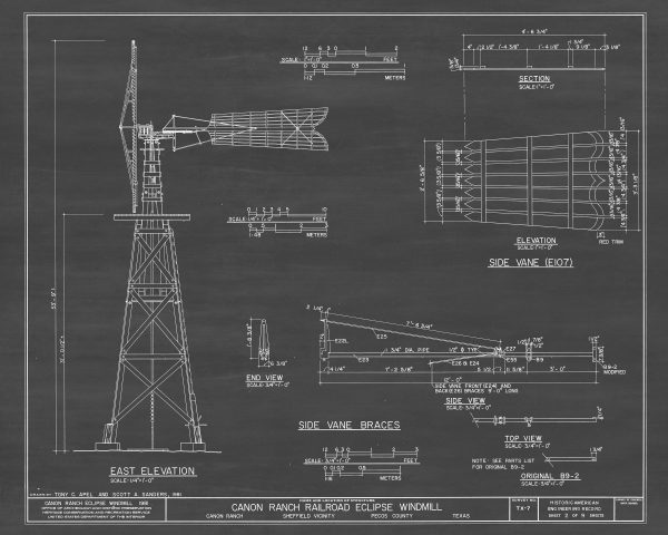 Canon Ranch Railroad Eclipse Windmill Drawing - 1898 Windmill Poster, Windmill Blueprint, Farm Decor, Texas Windmill, Historic Building