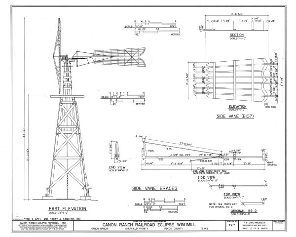 Canon Ranch Railroad Eclipse Windmill Drawing - 1898 Windmill Poster, Windmill Blueprint, Farm Decor, Texas Windmill, Historic Building