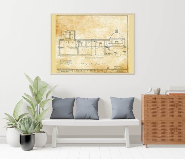 Mission San Jose De Tumacacori Elevation Drawing - Arizona Mission Poster, Old Mission Blueprint, Religious Décor, Historic Mission