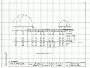 Detroit Observatory Drawing Blueprint – Old University Observatory, Michigan University Observatory, Home Décor, Blueprint Décor, Astronomy