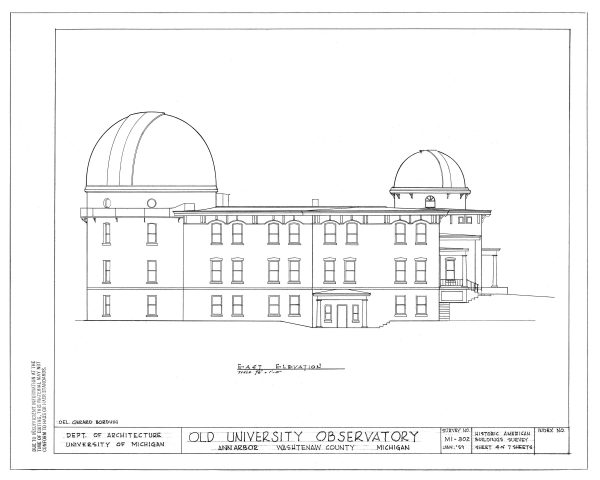 Detroit Observatory Drawing Blueprint - Old University Observatory, Michigan University Observatory, Home Décor, Blueprint Décor, Astronomy