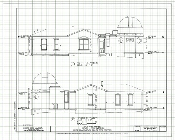 Boswell Observatory Blueprint Drawing - Doane College Observatory, Historic Observatory, Home Décor, Blueprint Décor, Astronomer Gift