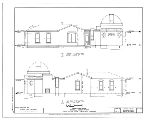 Boswell Observatory Blueprint Drawing - Doane College Observatory, Historic Observatory, Home Décor, Blueprint Décor, Astronomer Gift