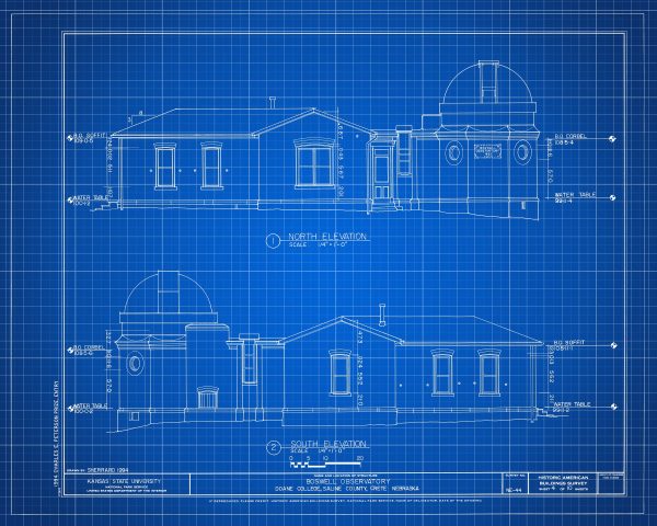 Boswell Observatory Blueprint Drawing - Doane College Observatory, Historic Observatory, Home Décor, Blueprint Décor, Astronomer Gift