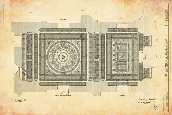 US Senate Reception Room Blueprint Drawing - Capitol Building Blueprint, US Senate Flooring Drawing, Home Décor, Wall Décor, Blueprint Decor