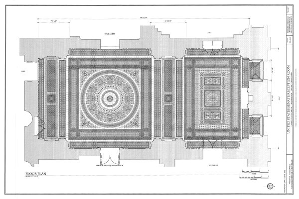 US Senate Reception Room Blueprint Drawing - Capitol Building Blueprint, US Senate Flooring Drawing, Home Décor, Wall Décor, Blueprint Decor