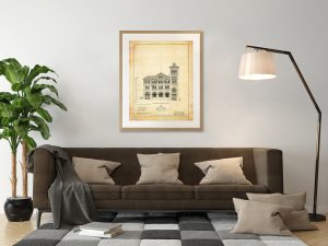 Marquette Michigan Courthouse & Post Office Elevation Drawing – Courthouse Poster Print, Courthouse Drawing, Law Firm Decor, Lawyer Gift