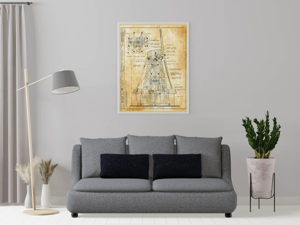 Heideman Mill Cross Section Drawing - Mill Poster, Windmill Drawing, Cabin Decor, Addison Illinois Mill, Historic Building