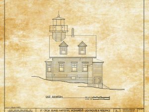 St. Croix Island Lighthouse Blueprint – Maine Lighthouse, Nautical Poster, Beach House Décor, Lighthouse Poster Print,