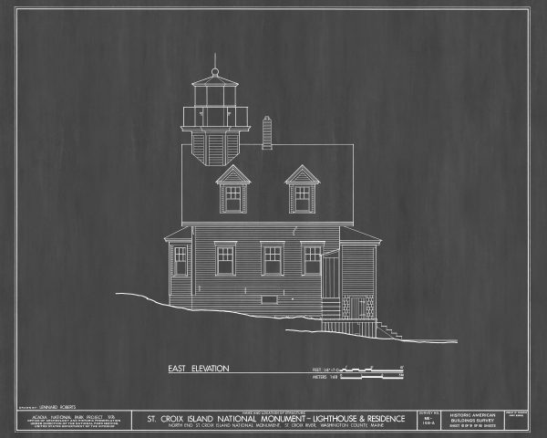 St. Croix Island Lighthouse Blueprint - Maine Lighthouse, Nautical Poster, Beach House Décor, Lighthouse Poster Print,