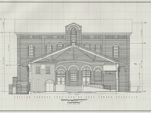 Central of Georgia Railway Passenger Station Elevation Drawing – Railroad Poster, 1860 Railroad Station Blueprint, Savannah Station