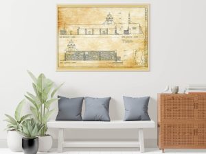 Mission San Juan De Capistrano Elevation Drawing – 1731 Texas Mission Drawing, Old Mission Blueprint, Religious Decor, Historic Mission