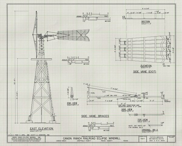 Canon Ranch Railroad Eclipse Windmill Drawing - 1898 Windmill Poster, Windmill Blueprint, Farm Decor, Texas Windmill, Historic Building